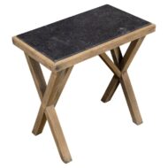 English Pine Side Table with Black Marble Top and X-Form Base, Circa 1880