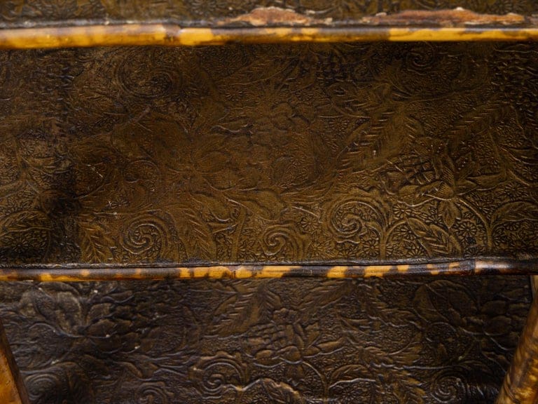 English Faux Bamboo Japanned Cabinet with Leather Shelves, 19th Century - Image 8
