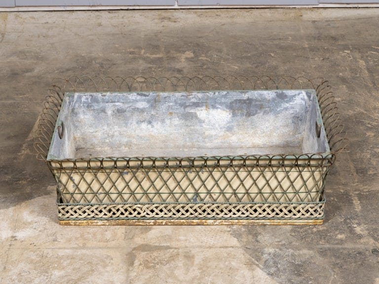 French 19th Century Tôle Planter with Decorative Wirework and Braided Detail - Image 11