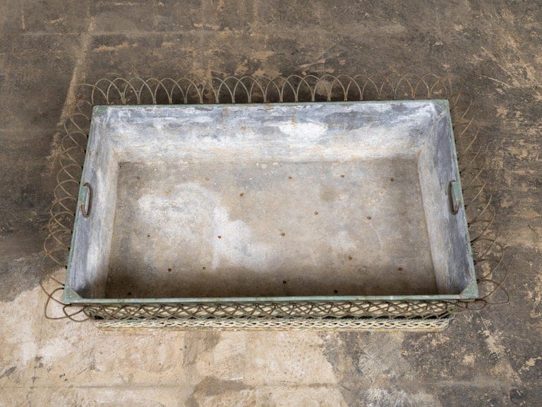 French 19th Century Tôle Planter with Decorative Wirework and Braided Detail - Image 10