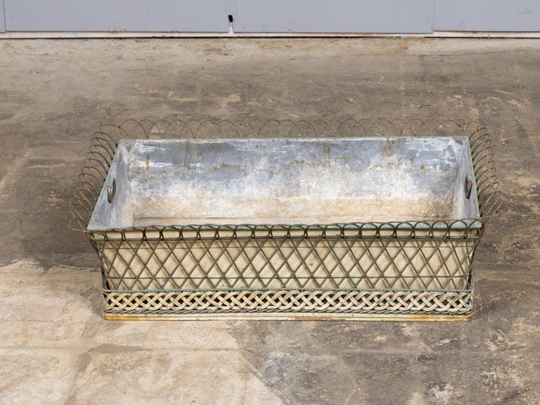 French 19th Century Tôle Planter with Decorative Wirework and Braided Detail - Image 3