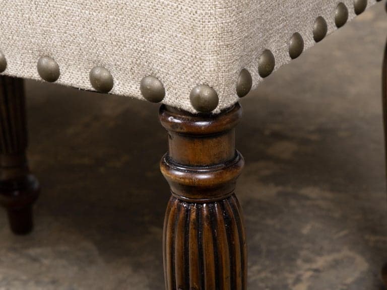 English 19th Century Walnut Upholstered Bench with Turned Legs - Image 8