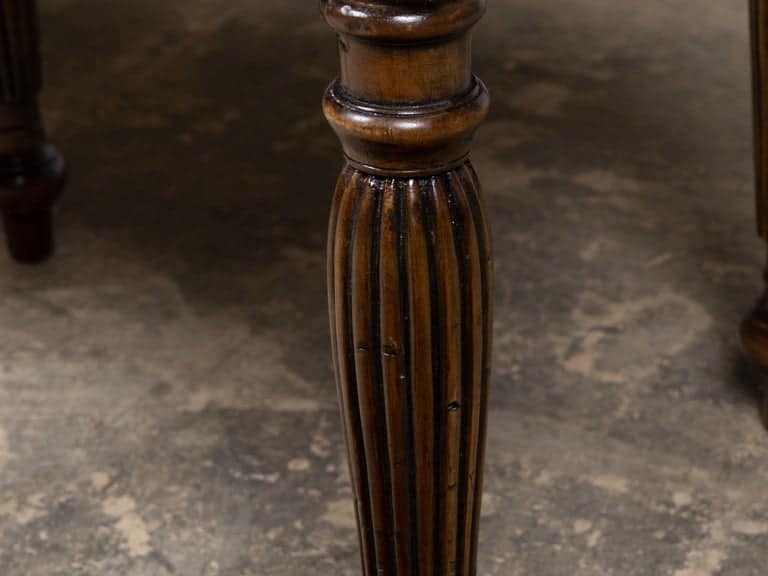 English 19th Century Walnut Upholstered Bench with Turned Legs - Image 7