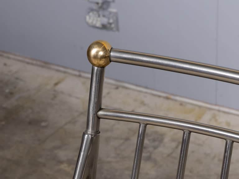 Mid-20th Century Italian Polished Steel Armchair with Brass Details - Image 11