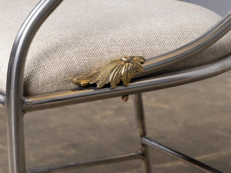 Mid-20th Century Italian Polished Steel Armchair with Brass Details - Image 8