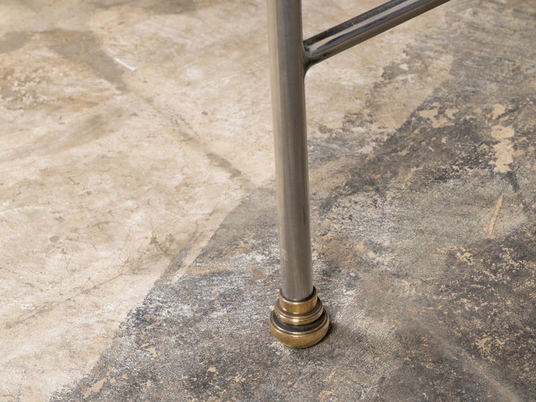Mid-20th Century Italian Polished Steel Armchair with Brass Details - Image 7