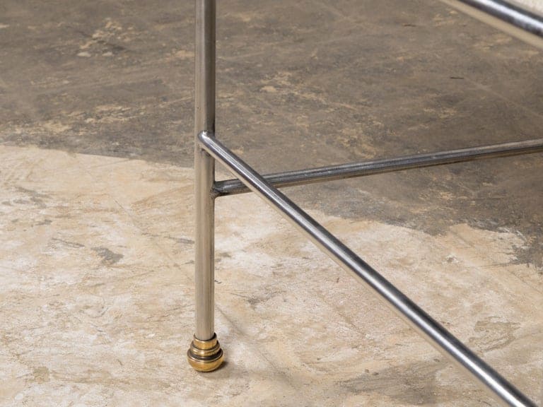Mid-20th Century Italian Polished Steel Armchair with Brass Details - Image 6