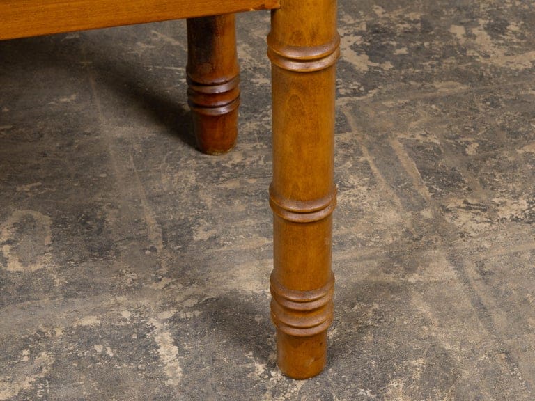 English Pine Faux Bamboo Bench with Panelled Back, Diamond Motifs - 19th Century - Image 8