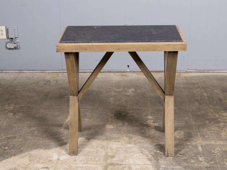 English Pine Side Table with Black Marble Top and X-Form Base, Circa 1880 - Image 13