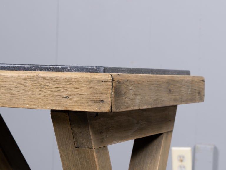English Pine Side Table with Black Marble Top and X-Form Base, Circa 1880 - Image 10