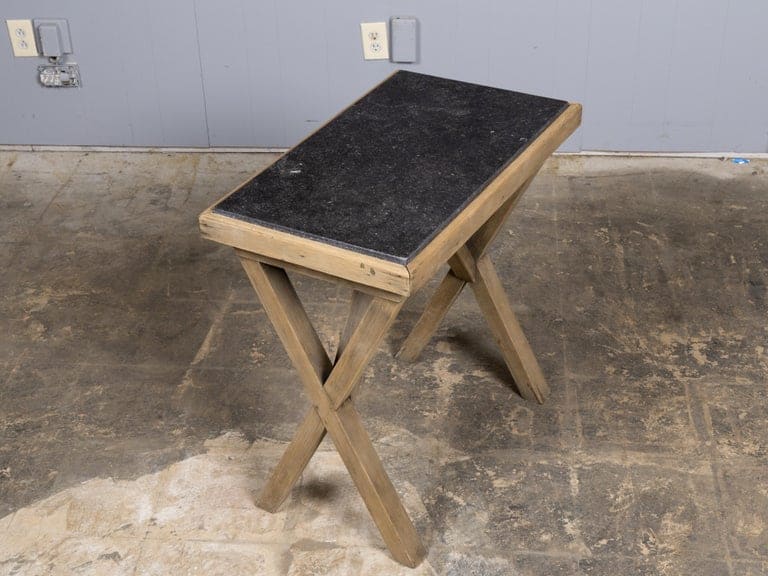 English Pine Side Table with Black Marble Top and X-Form Base, Circa 1880 - Image 6