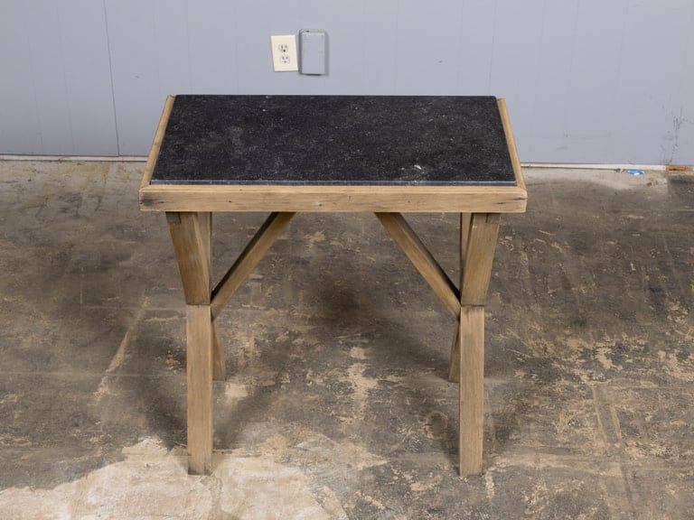English Pine Side Table with Black Marble Top and X-Form Base, Circa 1880 - Image 4