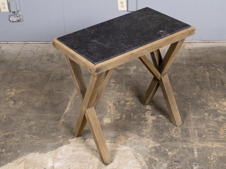 English Pine Side Table with Black Marble Top and X-Form Base, Circa 1880 - Image 3