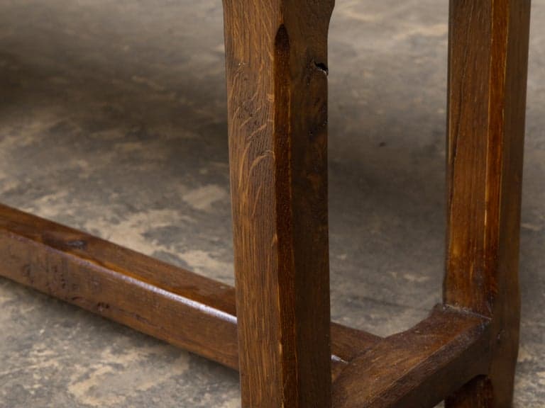 19th Century English Oak Bench with Plank Top and Stretcher Base - Image 10
