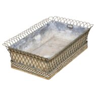 French 19th Century Tôle Planter with Decorative Wirework and Braided Detail
