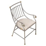 Mid-20th Century Italian Polished Steel Armchair with Brass Details