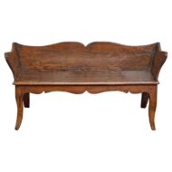 18th Century French Provincial Hardwood Bench with Shaped Back and Sled Legs