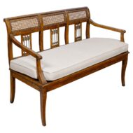 18th Century French Walnut and Cane Canapé with New Upholstery