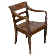 Anglo-Indian Teak Wood Armchair with Board Seat and Turned Supports, circa 1840