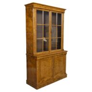 English 19th Century Burr Walnut Cabinet with Glazed Upper Doors