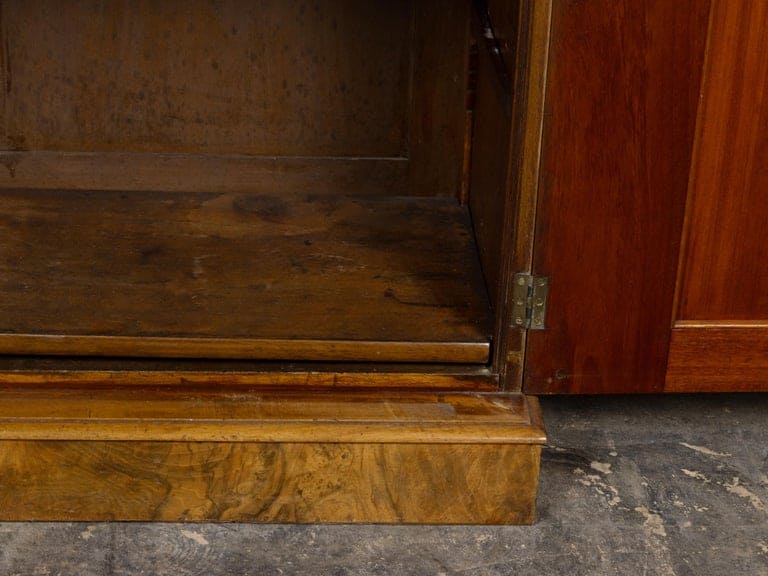 English 19th Century Burr Walnut Cabinet with Glazed Upper Doors - Image 9