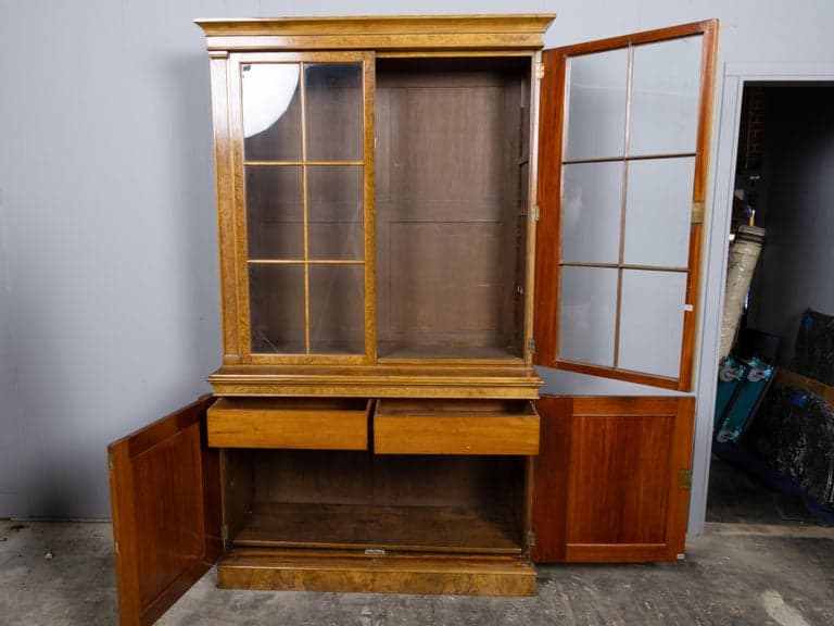 English 19th Century Burr Walnut Cabinet with Glazed Upper Doors - Image 8