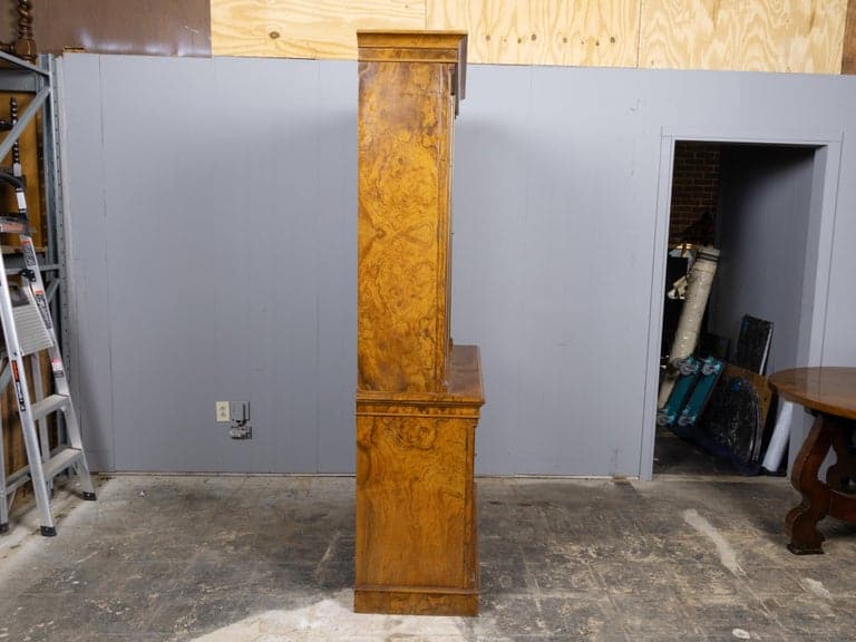 English 19th Century Burr Walnut Cabinet with Glazed Upper Doors - Image 4