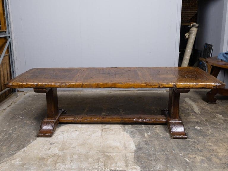 Large 18th Century Italian Walnut Refectory Table with Trestle Base - Image 4