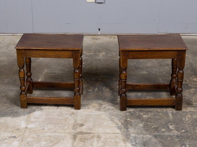 Pair of English Oak Joint Stools with Turned Legs, circa 1900 - Image 12