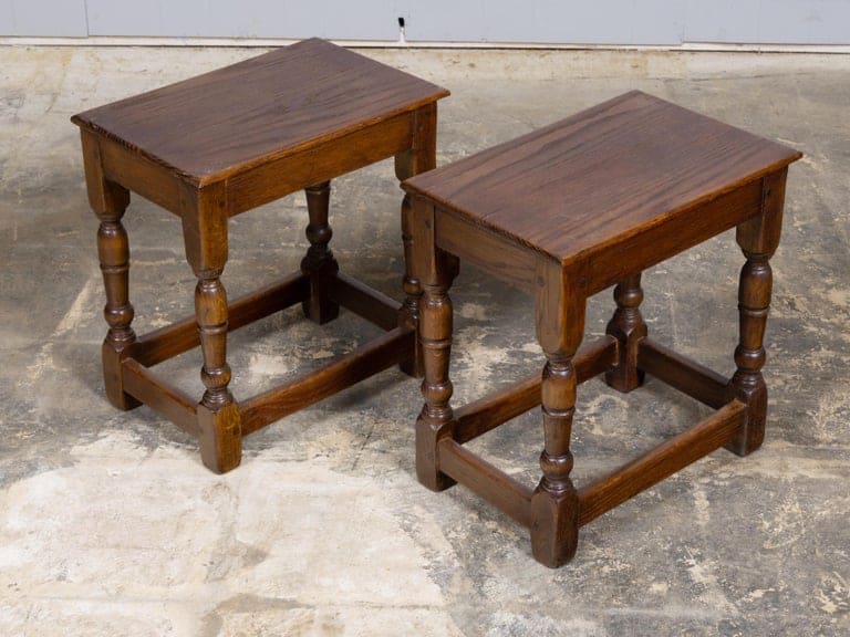 Pair of English Oak Joint Stools with Turned Legs, circa 1900 - Image 6