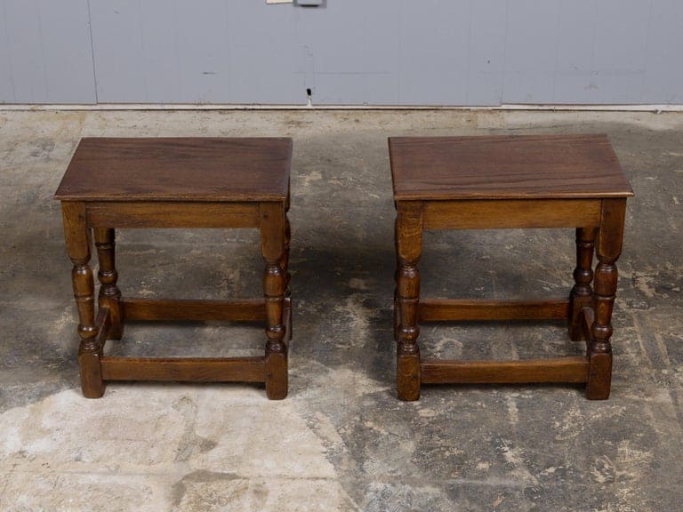 Pair of English Oak Joint Stools with Turned Legs, circa 1900 - Image 4