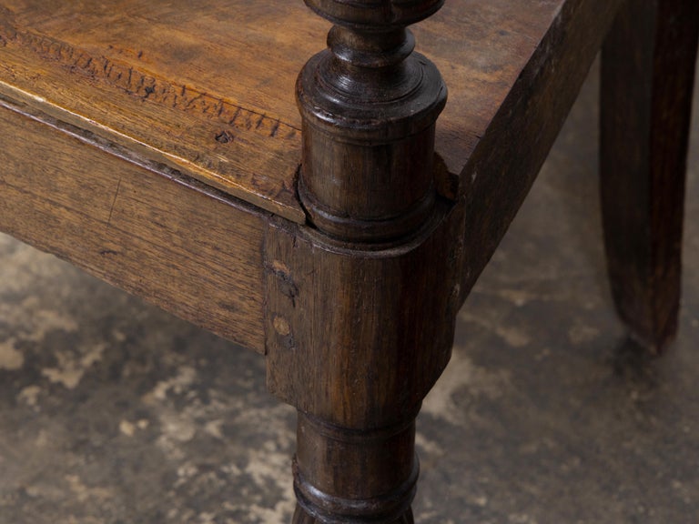 Anglo-Indian Teak Wood Armchair with Board Seat and Turned Supports, circa 1840 - Image 9