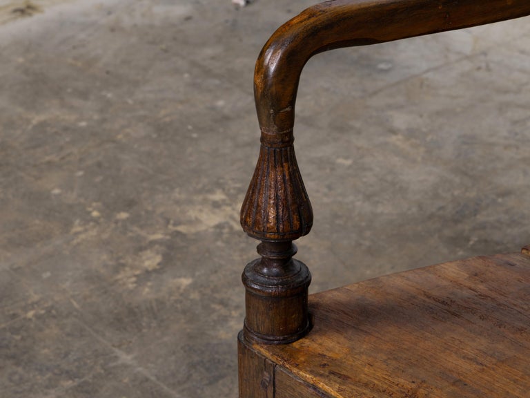 Anglo-Indian Teak Wood Armchair with Board Seat and Turned Supports, circa 1840 - Image 8