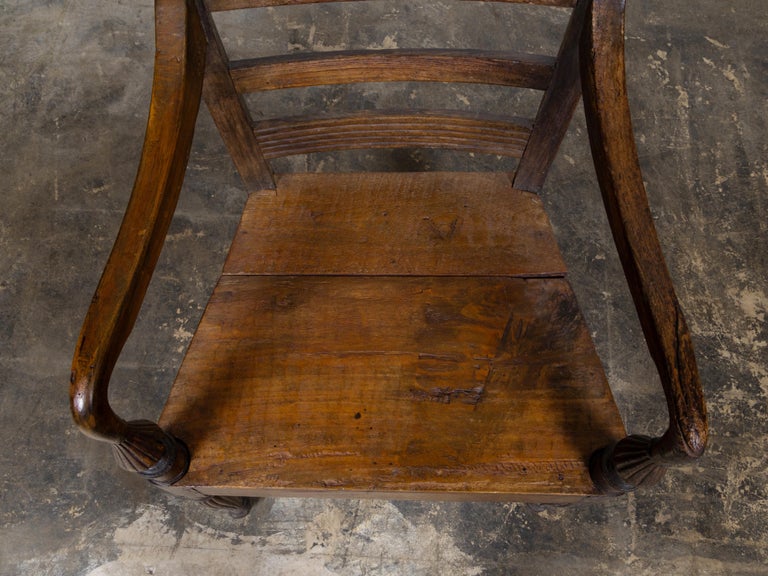 Anglo-Indian Teak Wood Armchair with Board Seat and Turned Supports, circa 1840 - Image 6