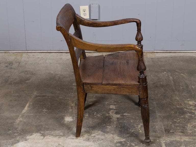 Anglo-Indian Teak Wood Armchair with Board Seat and Turned Supports, circa 1840 - Image 10