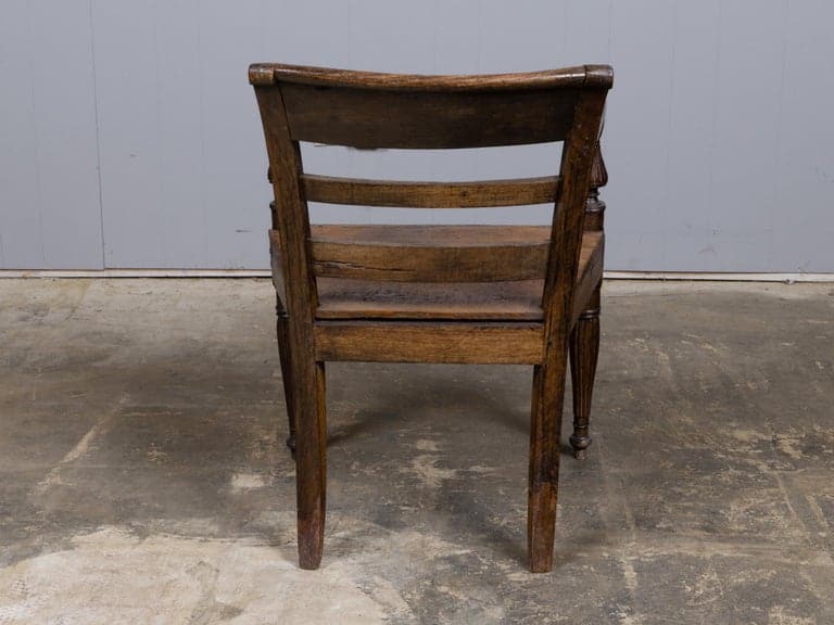 Anglo-Indian Teak Wood Armchair with Board Seat and Turned Supports, circa 1840 - Image 4
