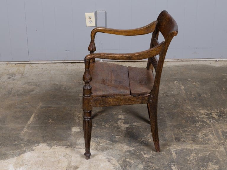 Anglo-Indian Teak Wood Armchair with Board Seat and Turned Supports, circa 1840 - Image 3