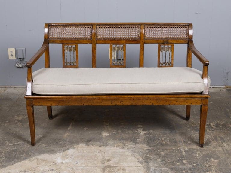 18th Century French Walnut and Cane Canapé with New Upholstery - Image 15