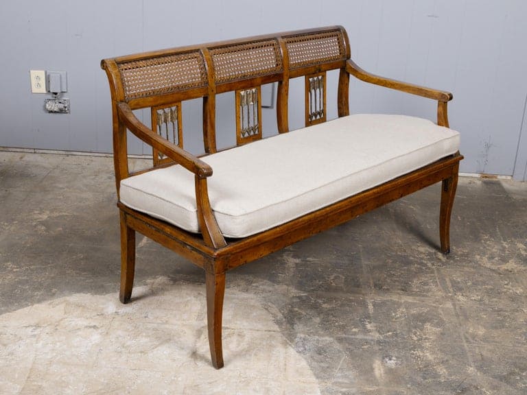 18th Century French Walnut and Cane Canapé with New Upholstery - Image 8