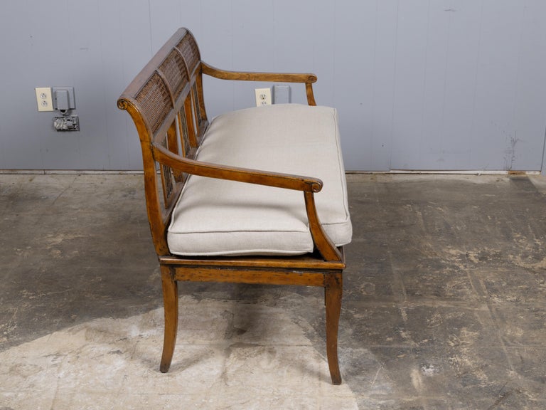 18th Century French Walnut and Cane Canapé with New Upholstery - Image 7