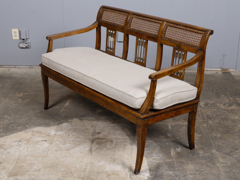 18th Century French Walnut and Cane Canapé with New Upholstery - Image 4