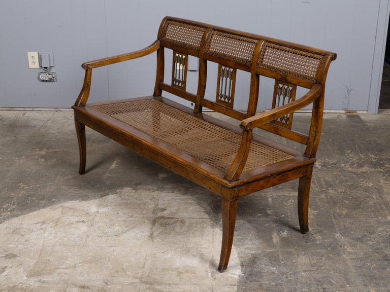 18th Century French Walnut and Cane Canapé with New Upholstery - Image 3
