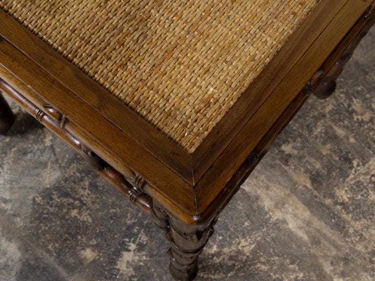 Pair of 19th Century Asian Faux Bamboo Side Tables with Rattan Tops - Image 12