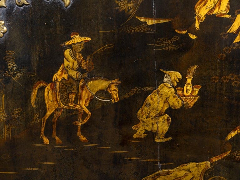 English 18th Century Japanned Chinoiserie Cabinet on 19th Century Stand - Image 18