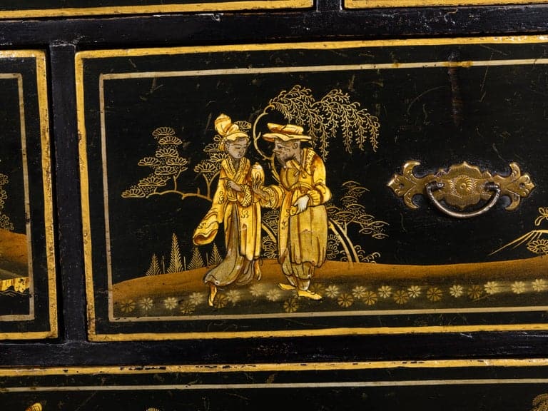 English 18th Century Japanned Chinoiserie Cabinet on 19th Century Stand - Image 13