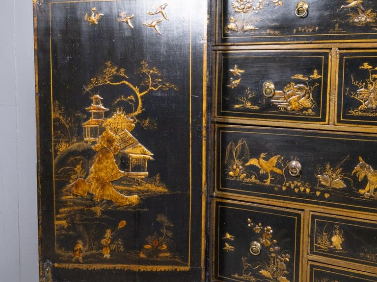 English 18th Century Chinoiserie Japanned Cabinet on 19th Century Stand - Image 13
