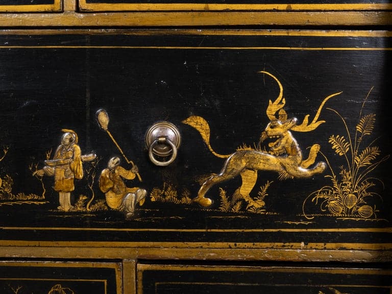 English 18th Century Chinoiserie Japanned Cabinet on 19th Century Stand - Image 11