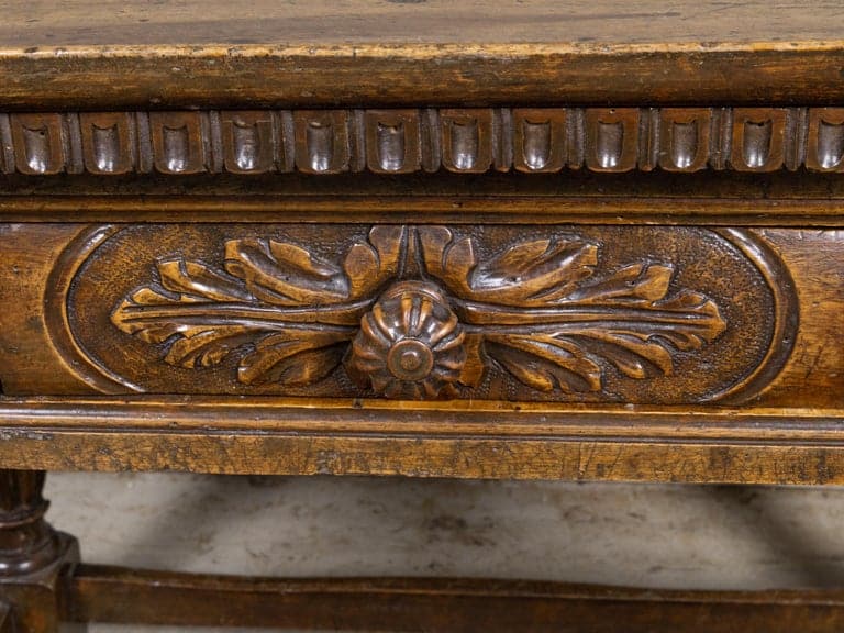 Italian 18th Century Walnut Center Table with Carved Frieze - Image 9