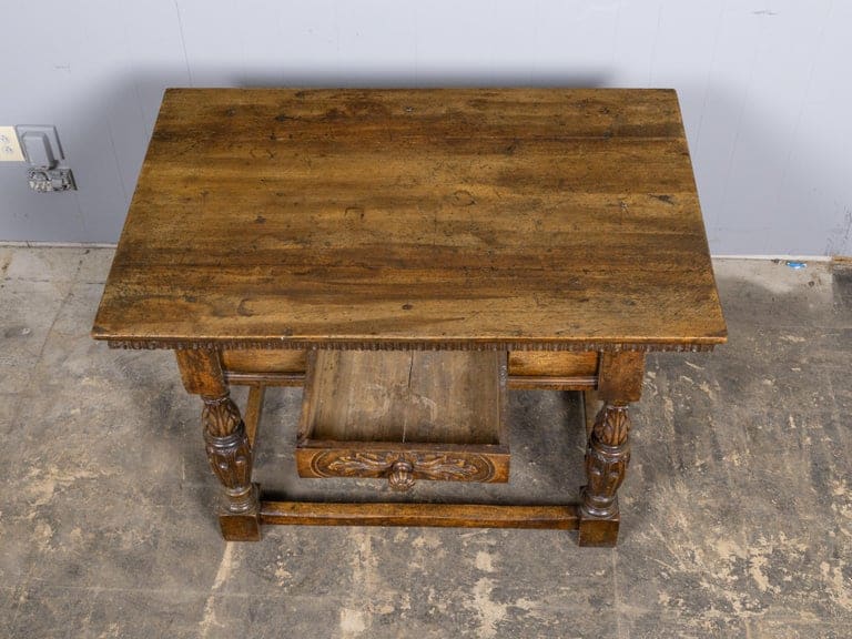 Italian 18th Century Walnut Center Table with Carved Frieze - Image 7