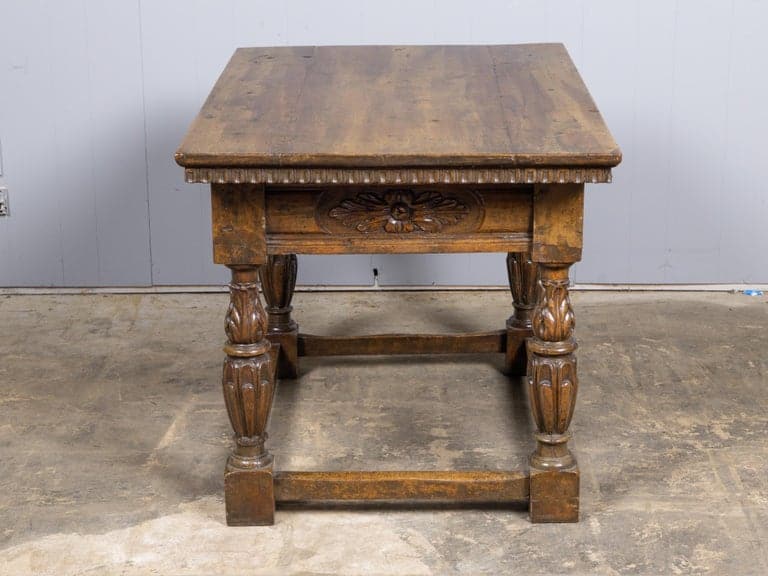 Italian 18th Century Walnut Center Table with Carved Frieze - Image 5